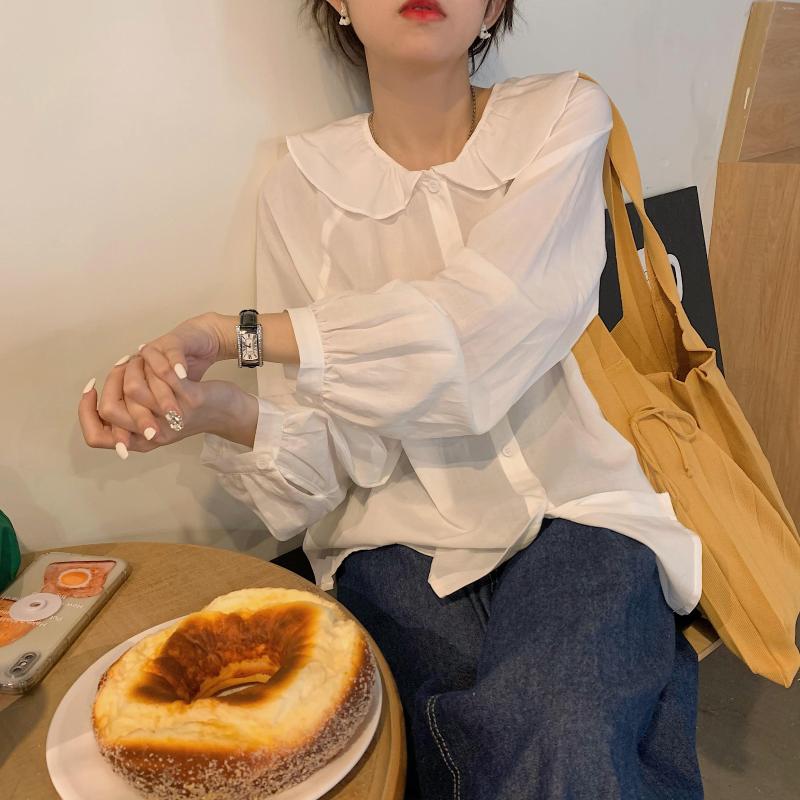 Women's Blouses Korean Fashion Gentle Doll Collar Women Shirt Solid White Breathable Soft Cotton Ladies Top Schoolgirl Blouse Spring Summer, Blue
Women's Blouses Korean Fashion Gentle Doll Collar Women Shirt Solid White Breathable Soft Cotton Ladies Top Schoolgirl Blouse Spring Summer, Blue