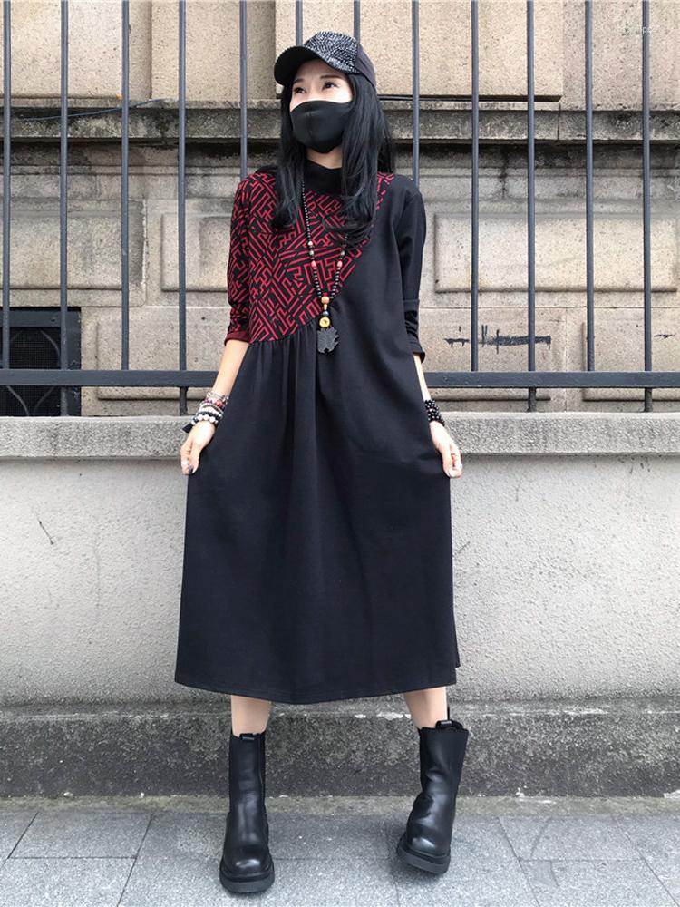Casual Dresses Female Loose Patchwork Printed Black Dress 2022 Korean Style Retro Turtleneck Vestidos Elegant A-Line Robe, Gray
Casual Dresses Female Loose Patchwork Printed Black Dress 2022 Korean Style Retro Turtleneck Vestidos Elegant A-Line Robe, Gray