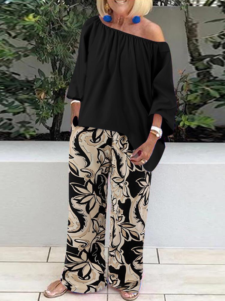 Women s Two Piece Pants Celmia Sets Fashion One Shoulder 3 4 Sleeve Tops Floral Print Wide Leg Trouser Women Casual Loose Suit 221206, 3-white
Women s Two Piece Pants Celmia Sets Fashion One Shoulder 3 4 Sleeve Tops Floral Print Wide Leg Trouser Women Casual Loose Suit 221206, 3-white