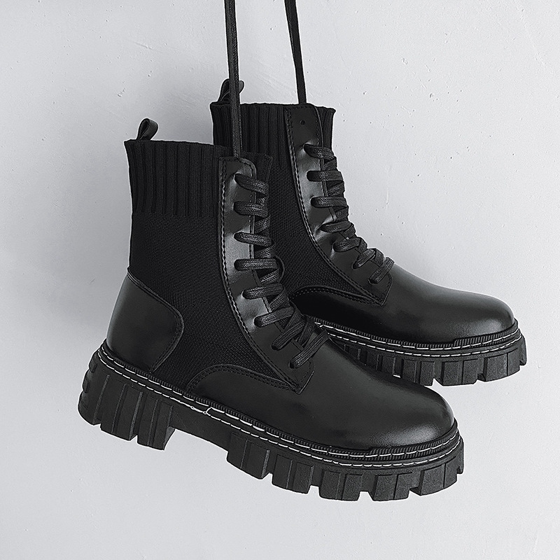 Thick soled Martin boots English style high top leather boot Autumn and winter new men's boots Snow shoes, Black increase
Thick soled Martin boots English style high top leather boot Autumn and winter new men's boots Snow shoes, Black increase