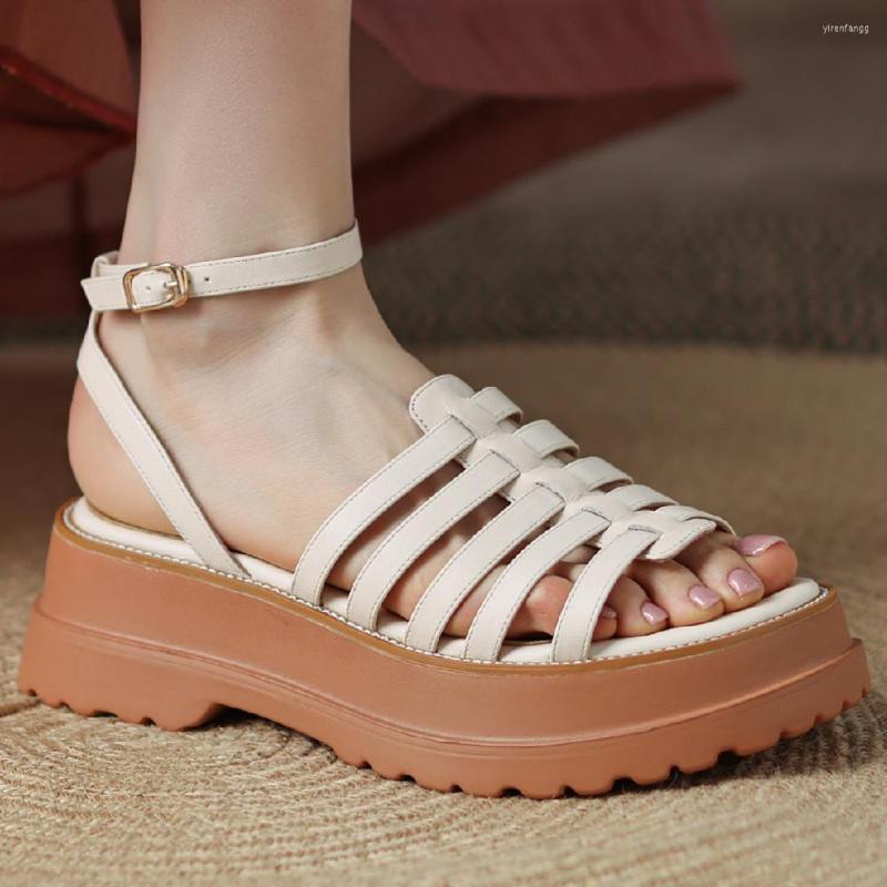 Dress Shoes Women's Sheepskin Great Pu Narrow Band Braided Ankle Strap Thick Sole Platform Flats Sandals Open Toe Casual Female Summer, Beige 
Dress Shoes Women's Sheepskin Great Pu Narrow Band Braided Ankle Strap Thick Sole Platform Flats Sandals Open Toe Casual Female Summer, Beige