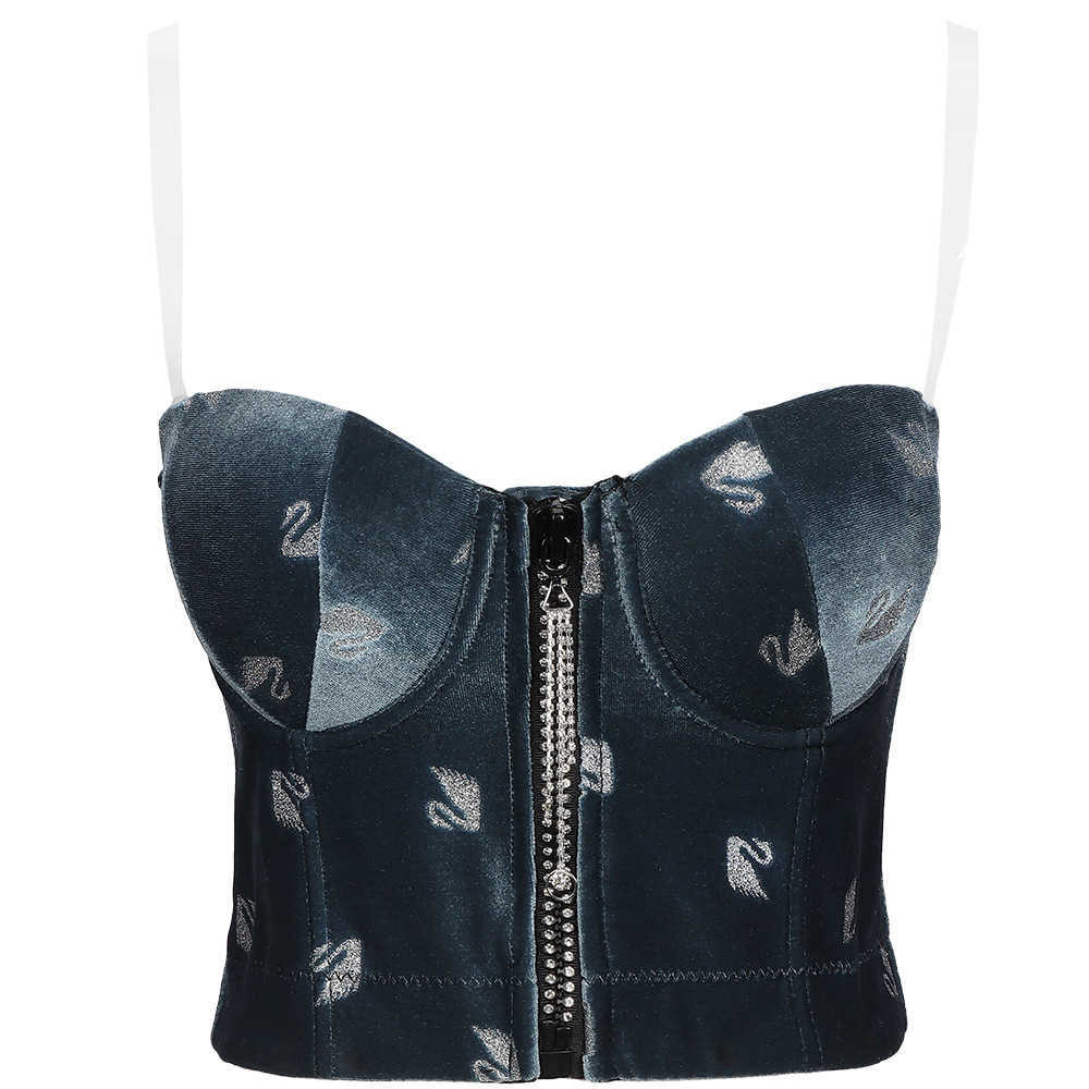 Swan printed zipper suspender wrapped around the chest wearing French female fishbone bra off shoulder short slim back bra, Silver on white
Swan printed zipper suspender wrapped around the chest wearing French female fishbone bra off shoulder short slim back bra, Silver on white