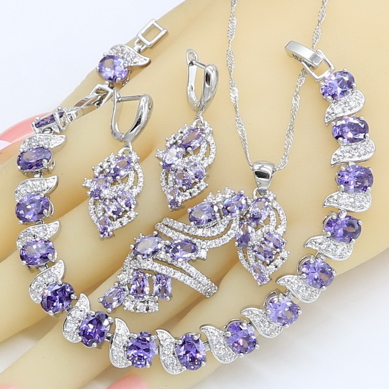 Wedding Jewelry Sets Dubai for Women Purple Amethyst Necklace Pendant Earrings Ring Bracelet Gift Box 221207
Wedding Jewelry Sets Dubai for Women Purple Amethyst Necklace Pendant Earrings Ring Bracelet Gift Box 221207
