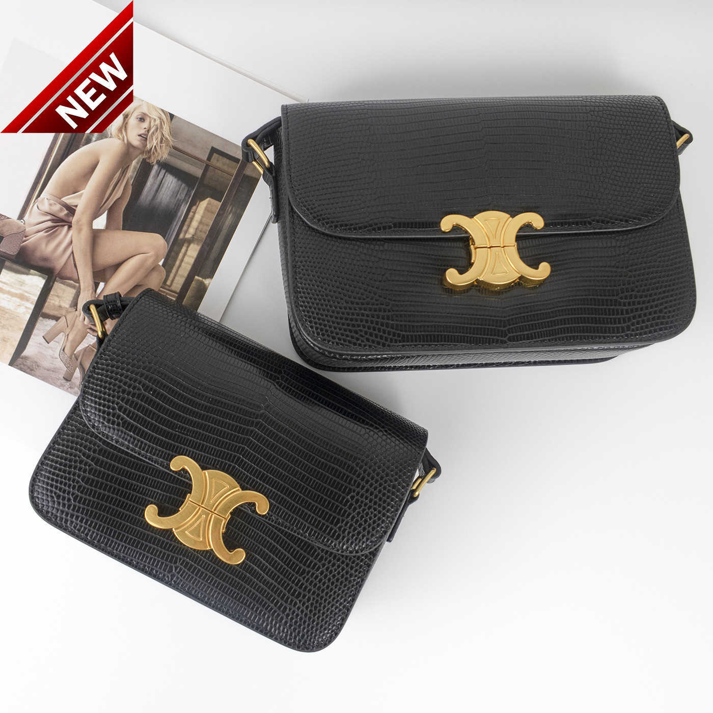 Women's Designer Bags Quality Triumphal Arch Lizard Cowhide Tofu Leather Texture One Shoulder Messenger Bag Women's Versatile Factory Direct Sales, Black small 19cm
Women's Designer Bags Quality Triumphal Arch Lizard Cowhide Tofu Leather Texture One Shoulder Messenger Bag Women's Versatile Factory Direct Sales, Black small 19cm