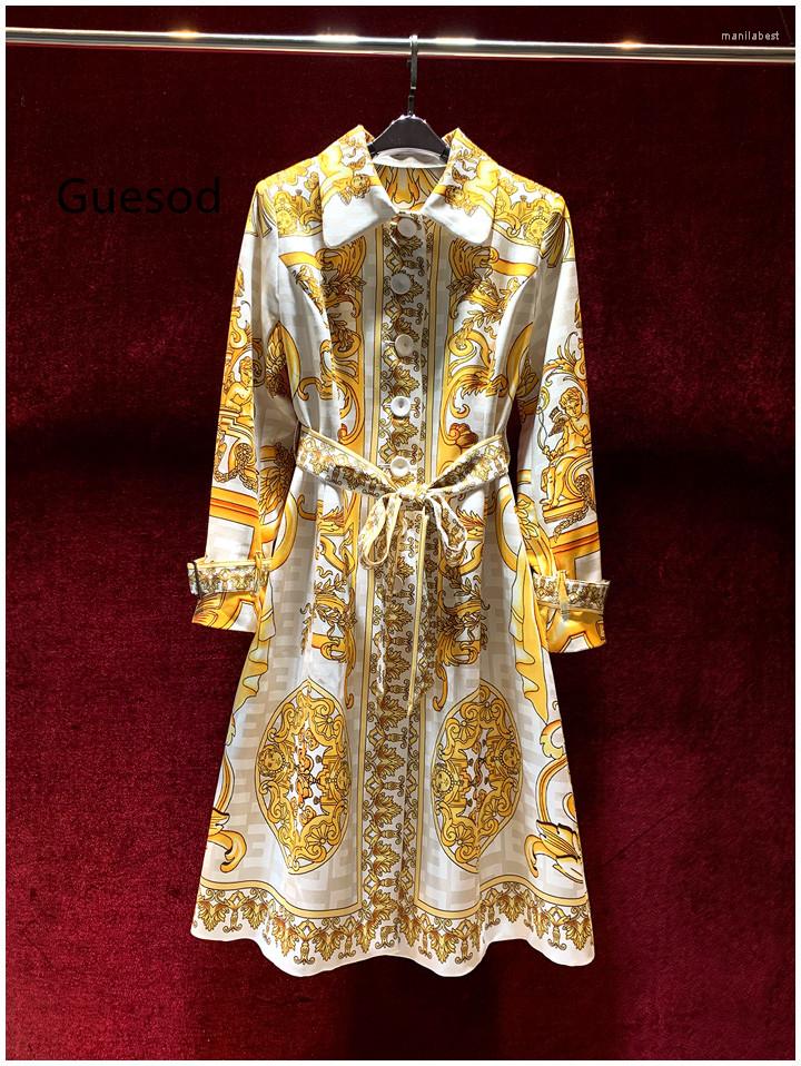 Women' Trench Coats Guesod Women French Vintage Print Designer Slim Waist Belt Luxury Medium Length Outerwear Female Top Quality 2022, White
Women' Trench Coats Guesod Women French Vintage Print Designer Slim Waist Belt Luxury Medium Length Outerwear Female Top Quality 2022, White
