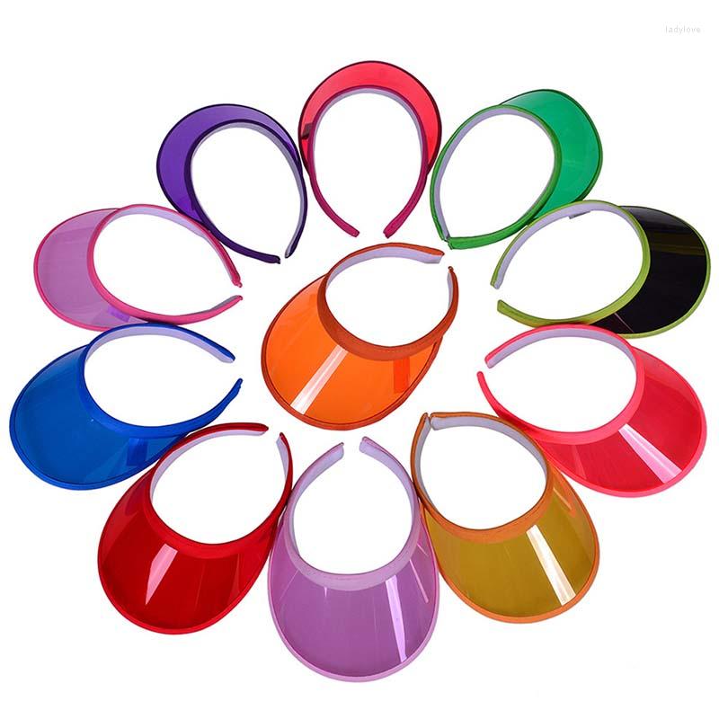 Berets PVC Sun Visor Hats Summer Unisex Sunscreen Anti-UV Candy Color Transparent Empty Top Caps Outdoor Sport Beach Cap
Berets PVC Sun Visor Hats Summer Unisex Sunscreen Anti-UV Candy Color Transparent Empty Top Caps Outdoor Sport Beach Cap