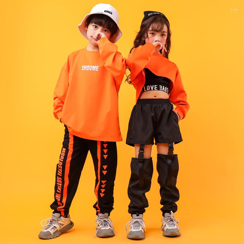 

Stage Wear Bazzery Kid Cool Hip Hop Clothing Sweatshirt Shirt Top Crop Hollow Causal Pants For Girl Jazz Ballroom Dance Costume Clothes, Auburn