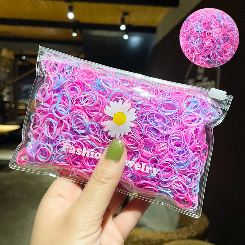 1000Pcs/Pack Colorful Small Disposable Elastic Bands Scrunchie Girls Rubber Band Ponytail Holder Accessories Hair Ties