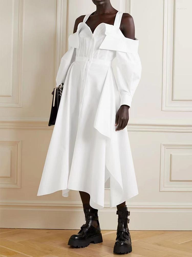 Casual Dresses Designers Sexy Shoulder-leaking Lapel Single-breasted Fishbone High Waist Dress Ladies Autumn Fashion Irregular Skirt, Black
Casual Dresses Designers Sexy Shoulder-leaking Lapel Single-breasted Fishbone High Waist Dress Ladies Autumn Fashion Irregular Skirt, Black