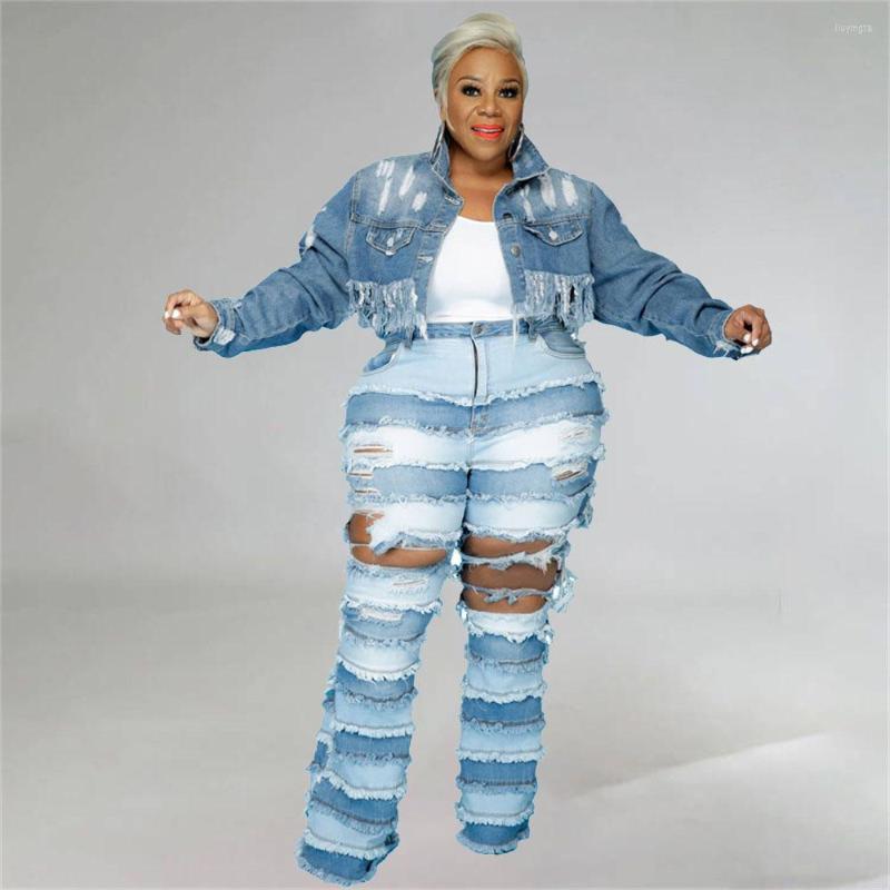 Outerwear Plus Size Fashion Tassel Denim Short Jacket For Women Turn Down Collar Long Sleeve Single Breasted Fall Coat Streetwear Outfits, Blue
Outerwear Plus Size Fashion Tassel Denim Short Jacket For Women Turn Down Collar Long Sleeve Single Breasted Fall Coat Streetwear Outfits, Blue