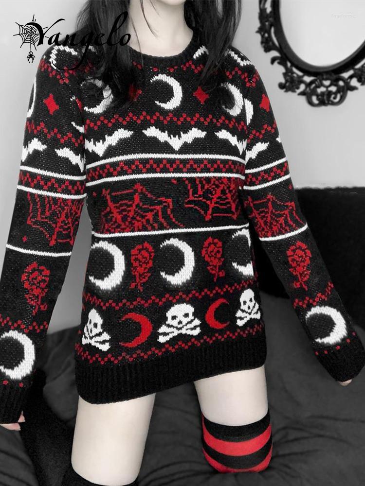 Women's Sweaters Yangelo Gothic Moon Skull Pattern Sweater Women's Knit Top Loose Long Sleeves Warm Autumn Winter Street Fashion Girls, Black 
Women's Sweaters Yangelo Gothic Moon Skull Pattern Sweater Women's Knit Top Loose Long Sleeves Warm Autumn Winter Street Fashion Girls, Black