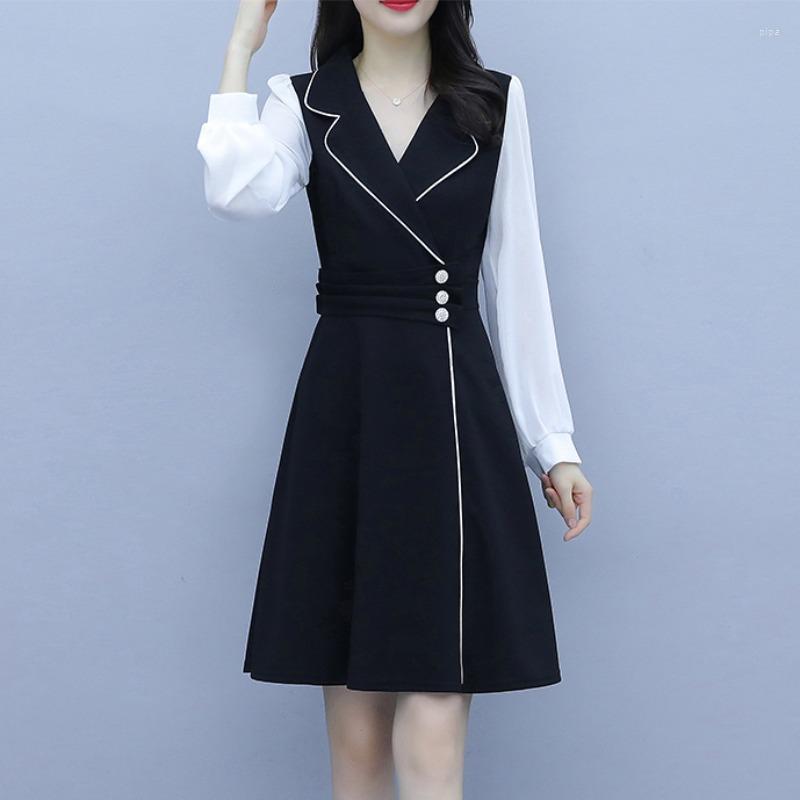 Casual Dresses 2022 Spring Elegant Femme Top Chiffon Dress Women Fashion Korean Patchwork Party Long Sleeve Vestidos Female H1374, Black
Casual Dresses 2022 Spring Elegant Femme Top Chiffon Dress Women Fashion Korean Patchwork Party Long Sleeve Vestidos Female H1374, Black