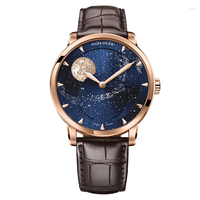 Wristwatches AGELOCER Switzerland Designer Moon Phase Luxury Watch Top Brand Mens Automatic Sapphire Watches Mechanical Power Reserve 6404D2, 6404a1
Wristwatches AGELOCER Switzerland Designer Moon Phase Luxury Watch Top Brand Mens Automatic Sapphire Watches Mechanical Power Reserve 6404D2, 6404a1
