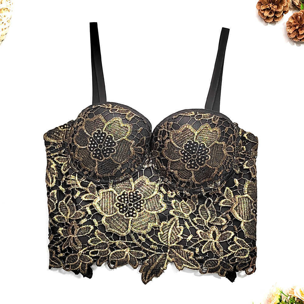 Nightclub fishbone underwear bra design sense of minority lace gilding hot girl suspender embroidery bottoming top, Gold on black
Nightclub fishbone underwear bra design sense of minority lace gilding hot girl suspender embroidery bottoming top, Gold on black