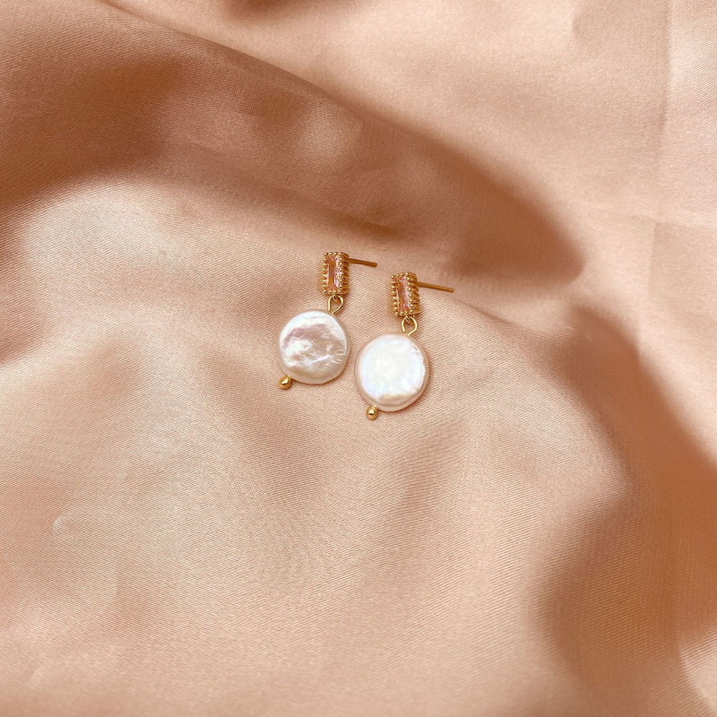 Baroque Vintage Freshwater Pearl Charm Earrings 925 Sterling Silver Post Earring for Women