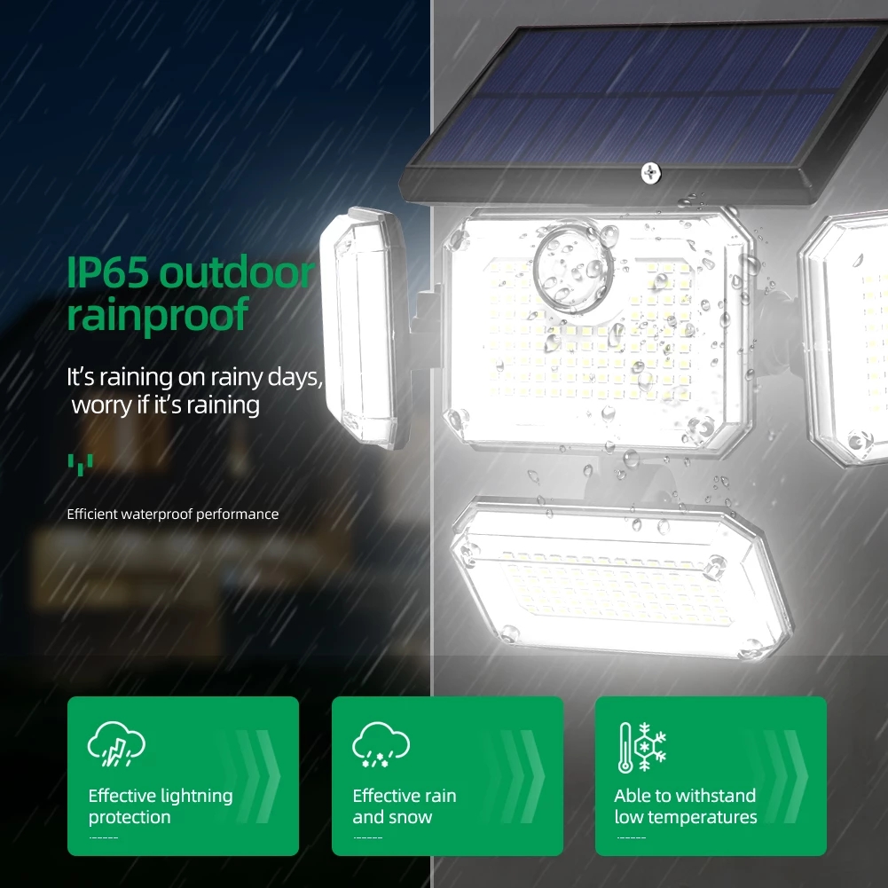 Solar Wall Lights With Remote Control PIR Motion Sensor 333LED Waterproof Spotlight Exterior Garage Lighting