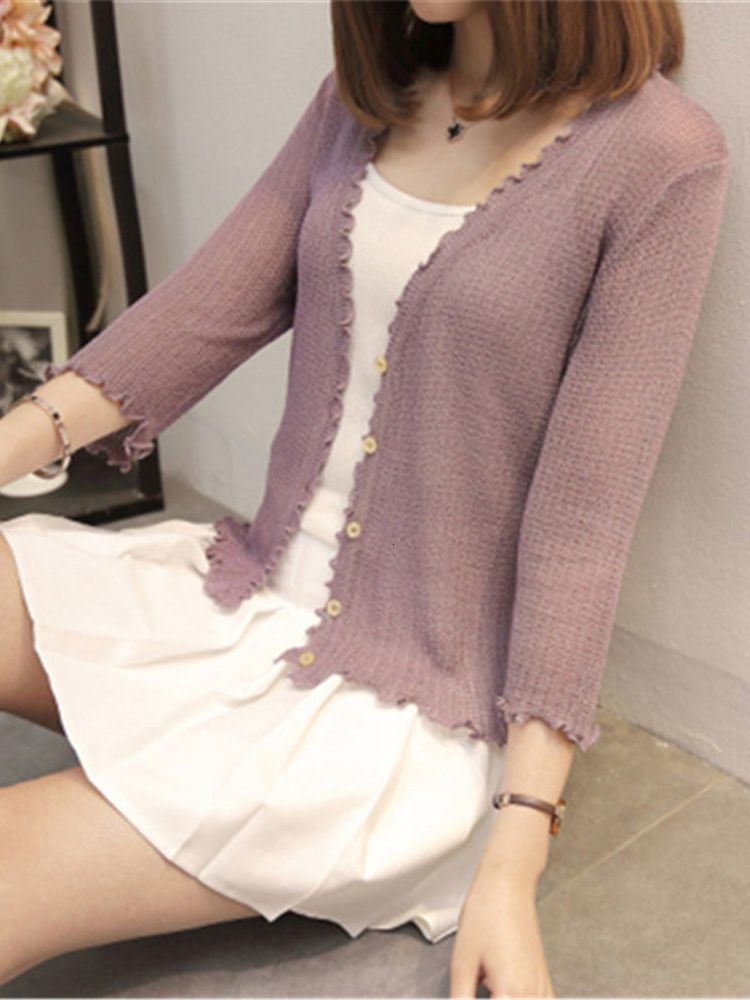 Women's Knits Tees Fashion Spring And Summer Style Of Pure Color Ice Silk Cardigan Short Air Conditioning Knitted Coat PZ301 221206, Gray
Women's Knits Tees Fashion Spring And Summer Style Of Pure Color Ice Silk Cardigan Short Air Conditioning Knitted Coat PZ301 221206, Gray