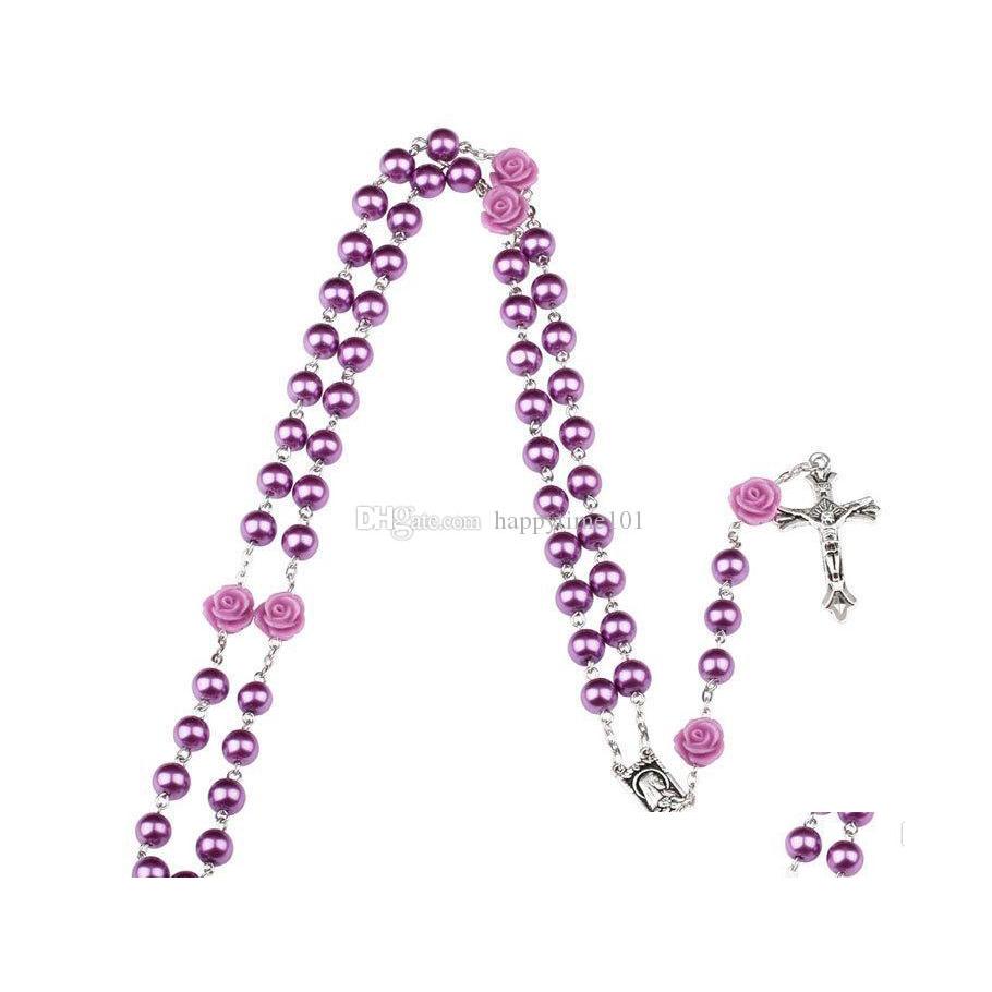 Pendant Necklaces Purple Black Pink Rosary Beads Catholic Necklace For Girls Women Glass Father Bead Crucifix Pendant Rose Halloween Dhfy7
Pendant Necklaces Purple Black Pink Rosary Beads Catholic Necklace For Girls Women Glass Father Bead Crucifix Pendant Rose Halloween Dhfy7