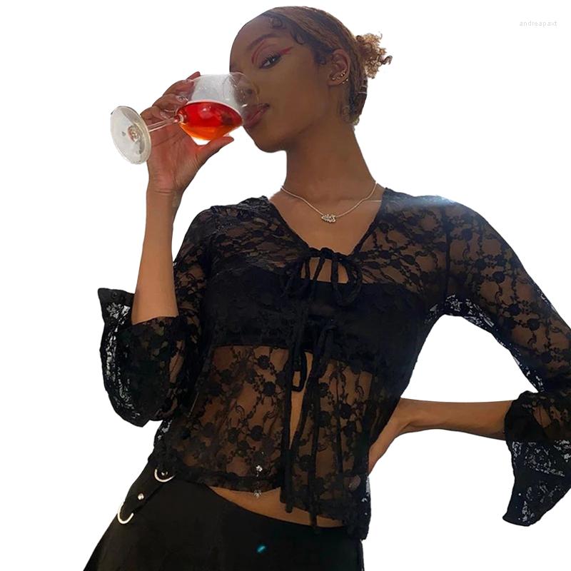 Women' Blouses Xingqing Y2K Women Blouse Sexy See Through Mesh Cardigan Tops Vintage Lace Floral Tie Knot Top Shirt Summer Beach Wear, As photo shows
Women' Blouses Xingqing Y2K Women Blouse Sexy See Through Mesh Cardigan Tops Vintage Lace Floral Tie Knot Top Shirt Summer Beach Wear, As photo shows