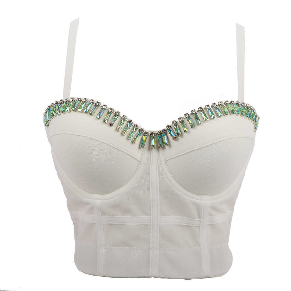 Hewden dance performance clothes exposed navel strapless nailed bead suspender vest women's outer wear, White ab color
Hewden dance performance clothes exposed navel strapless nailed bead suspender vest women's outer wear, White ab color