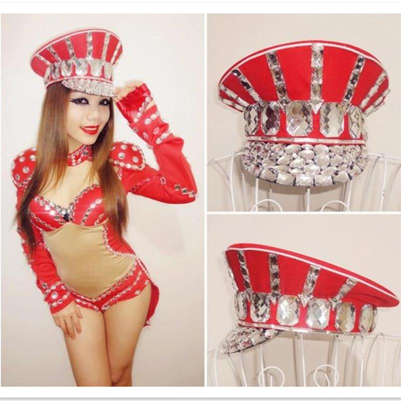 Berets Ds Costume Bling Baby Hats Sparkling Diamond Cap Rhinestone Red Military Hat Army Chapeau Homme Ete 2022
Berets Ds Costume Bling Baby Hats Sparkling Diamond Cap Rhinestone Red Military Hat Army Chapeau Homme Ete 2022