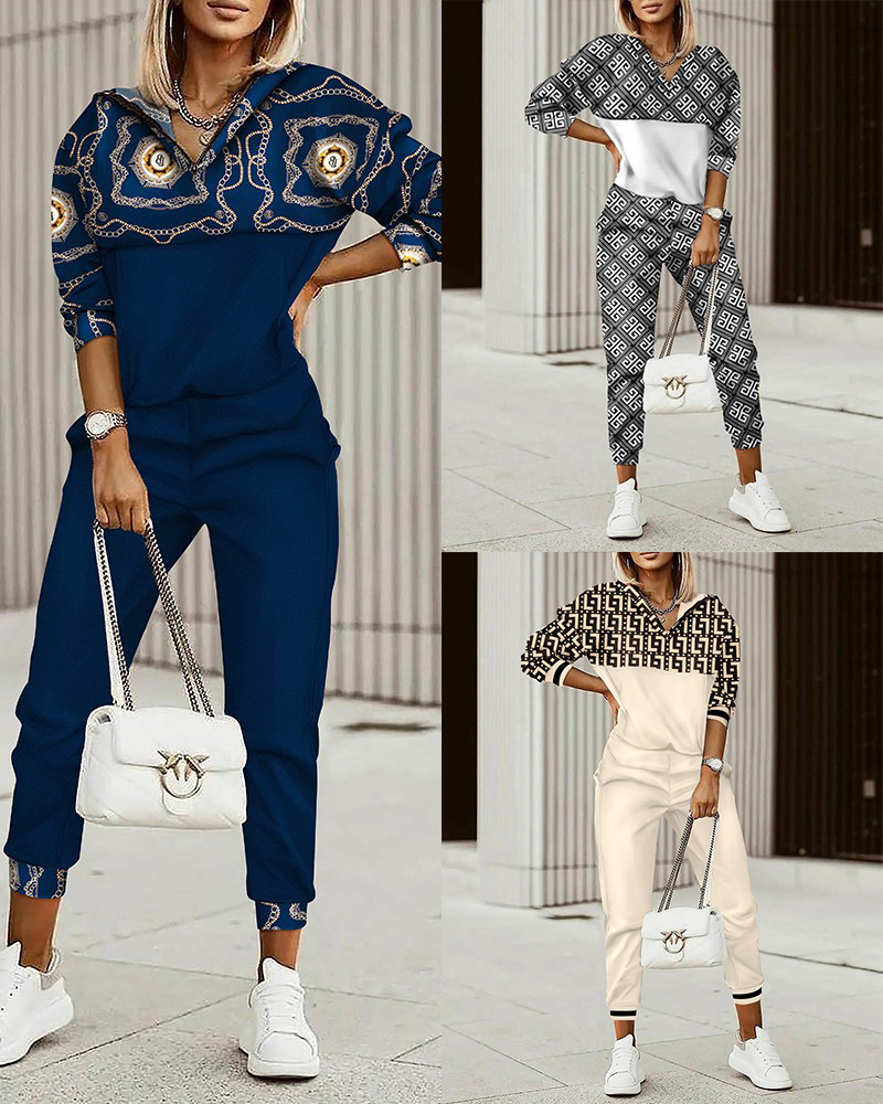 Women s Two Piece Pants Autumn Fashion Printed Set Casual Sports Style Patchwork Hooded Trousers 2 Suit 221206, Grey
Women s Two Piece Pants Autumn Fashion Printed Set Casual Sports Style Patchwork Hooded Trousers 2 Suit 221206, Grey