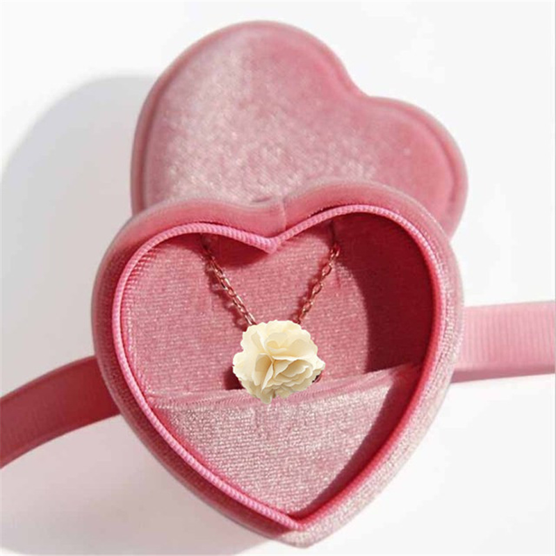 Velvet Ring Box Heart Shape Double Rings Boxes Display Holder Jewelry Case for Proposal Engagement Wedding - view 4
