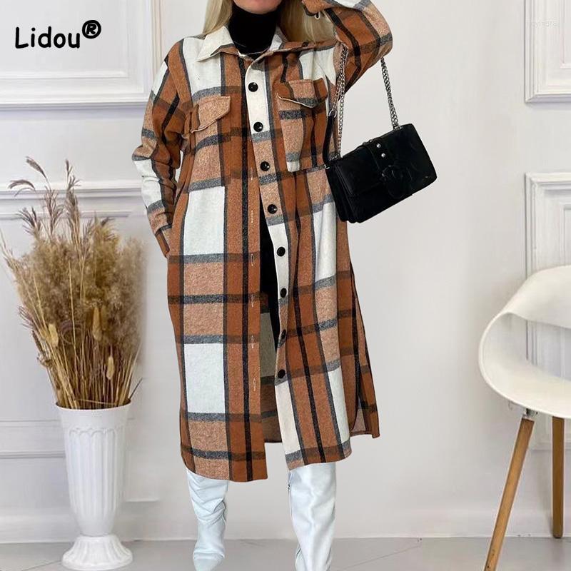 Outerwear Autumn Women Clothes Plaid Printed Turn-down Collar Button Open Stitch Shirt Street Pockets Long Sleeve Plus Size Outwear, Green
Outerwear Autumn Women Clothes Plaid Printed Turn-down Collar Button Open Stitch Shirt Street Pockets Long Sleeve Plus Size Outwear, Green