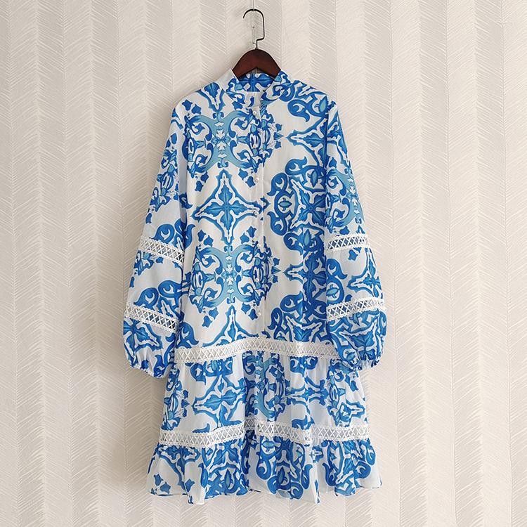 Casual Dresses Blue Color Printed Lantern Sleeve Retro Women Dress Spring Hollow Out Vintage Loose Midi Party Lady Clothes Size XL
Casual Dresses Blue Color Printed Lantern Sleeve Retro Women Dress Spring Hollow Out Vintage Loose Midi Party Lady Clothes Size XL