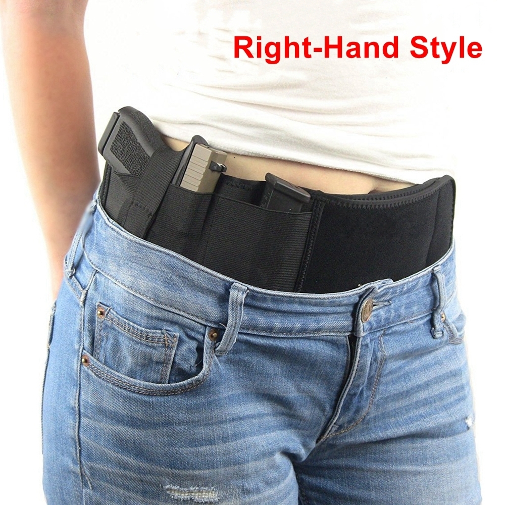 Outdoor Bags Tactical Belly Gun Holster Belt Concealed Carry Waist Band Pistol Holder Magazine Bag Military Army Invisible Waistband Holster 221207