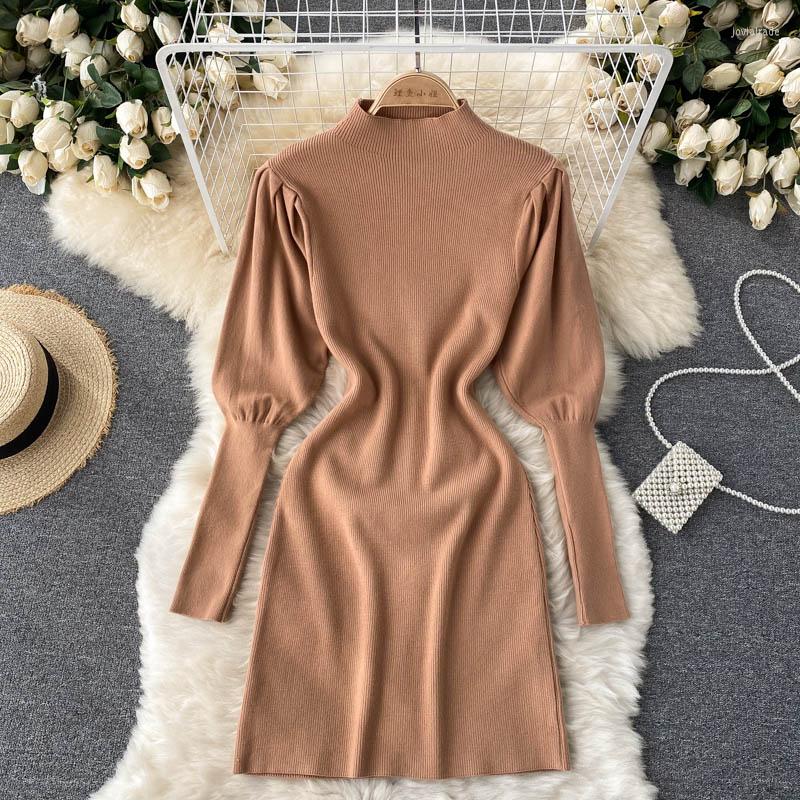 Casual Dresses Autumn Winter Mini For Women 2022 Elegant Mock Neck Puff Sleeve Knitted Dress Solid Ribbed Sexy Bodycon, Beige
Casual Dresses Autumn Winter Mini For Women 2022 Elegant Mock Neck Puff Sleeve Knitted Dress Solid Ribbed Sexy Bodycon, Beige