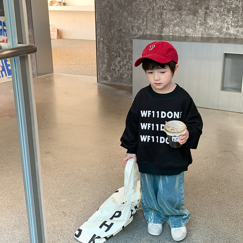 Trousers Boys tie dyed wide lge denim pants 2 8 Years Kids fashion loose casual jeans 221207