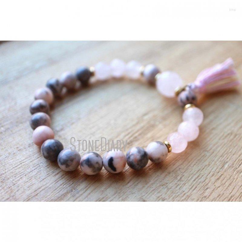Strand WMB44241 Rose Quartz Zebra Jasper Wrist Mala Beads Bracelet Tassel Yoga Gold Plated Spiritual Jewelry
Strand WMB44241 Rose Quartz Zebra Jasper Wrist Mala Beads Bracelet Tassel Yoga Gold Plated Spiritual Jewelry