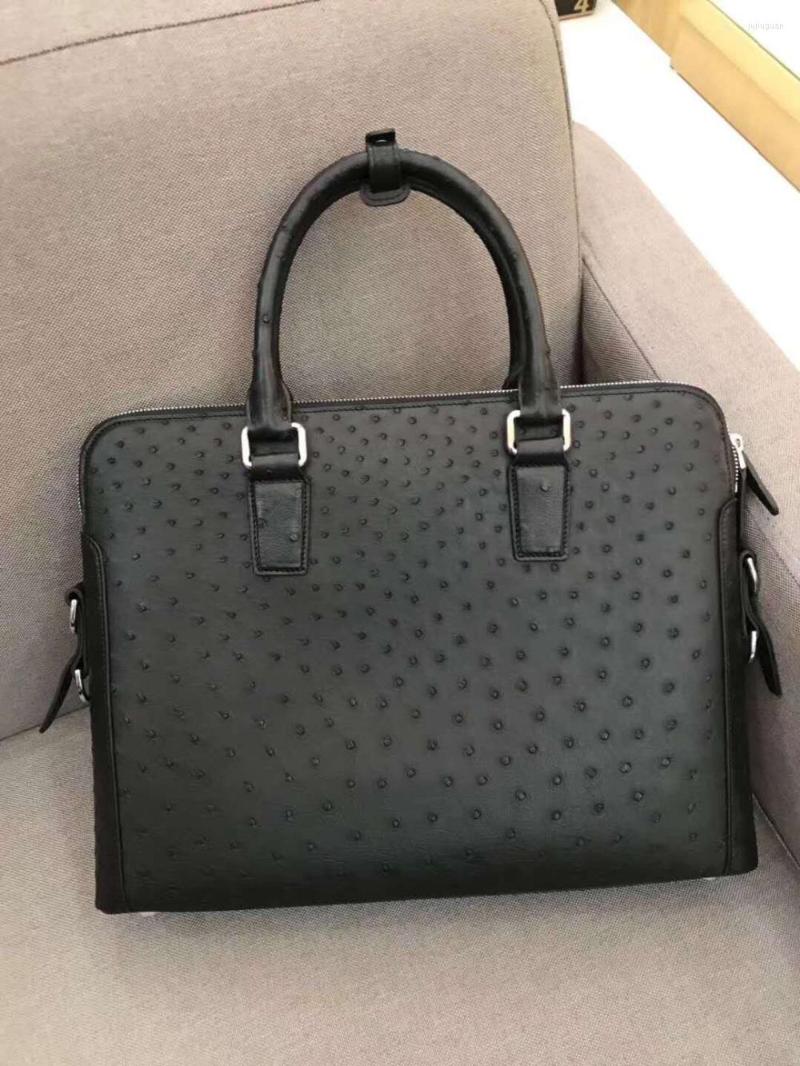 Briefcases Ly South Africa Genuine Ostrich Leather Skin Men Business Laptop Bag Briefcase Double Zipper Closure With Cow Strap, Black
Briefcases Ly South Africa Genuine Ostrich Leather Skin Men Business Laptop Bag Briefcase Double Zipper Closure With Cow Strap, Black