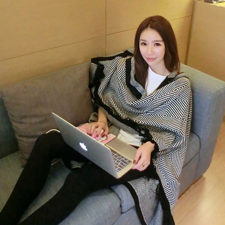 Scarves Shawls Autumn Winter Black and White Stripe Long Tassel Cloak Hooded Shawl Women's
Scarves Shawls Autumn Winter Black and White Stripe Long Tassel Cloak Hooded Shawl Women's