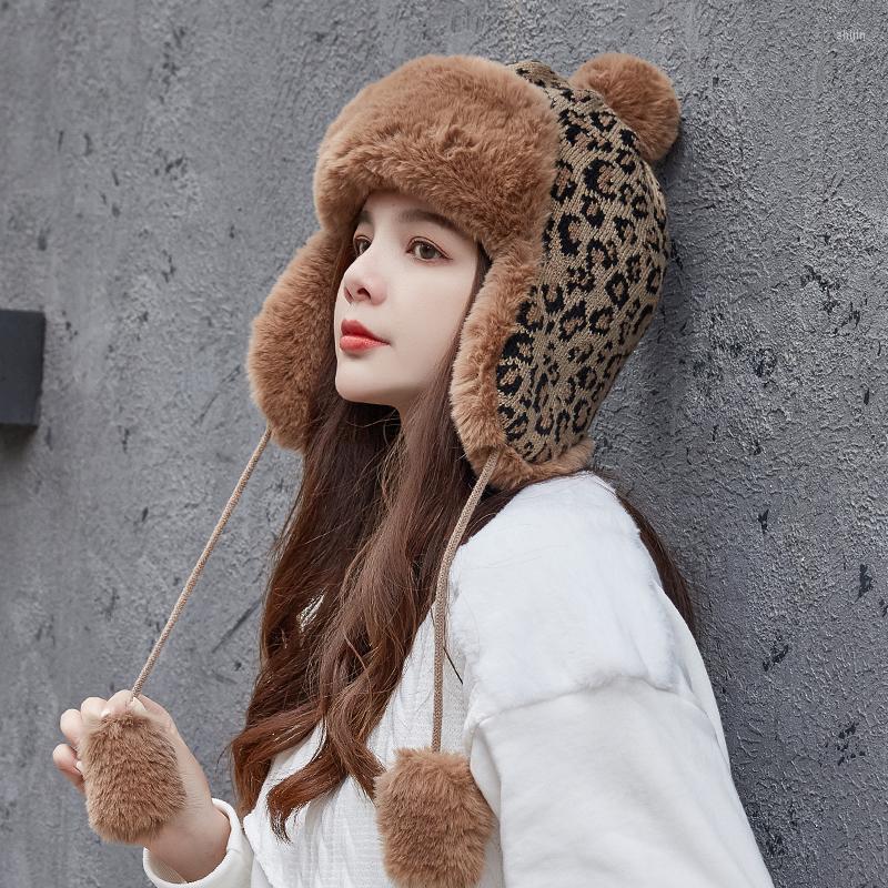 Berets Winter Warm Wool Knitted Hat With Earflap Fur Balls Outdoor Thick Leopard Fleece Russian Ushanka Women Snow Bomber Trooper Cap, White
Berets Winter Warm Wool Knitted Hat With Earflap Fur Balls Outdoor Thick Leopard Fleece Russian Ushanka Women Snow Bomber Trooper Cap, White