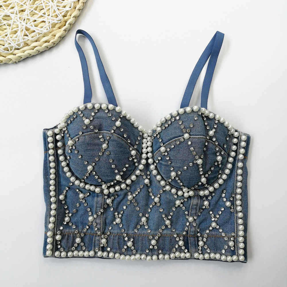 Cowboy pearl suspender nightclub bra bright diamond three-dimensional bra women's Carnival Dance Wrap, Denim blue
Cowboy pearl suspender nightclub bra bright diamond three-dimensional bra women's Carnival Dance Wrap, Denim blue