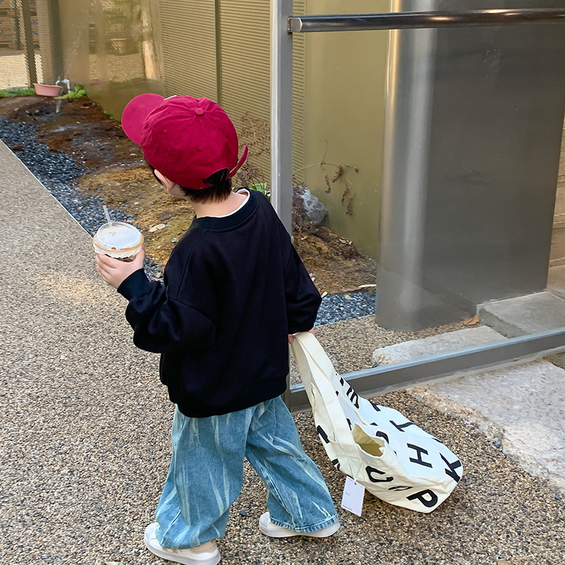 Trousers Boys tie dyed wide lge denim pants 2 8 Years Kids fashion loose casual jeans 221207