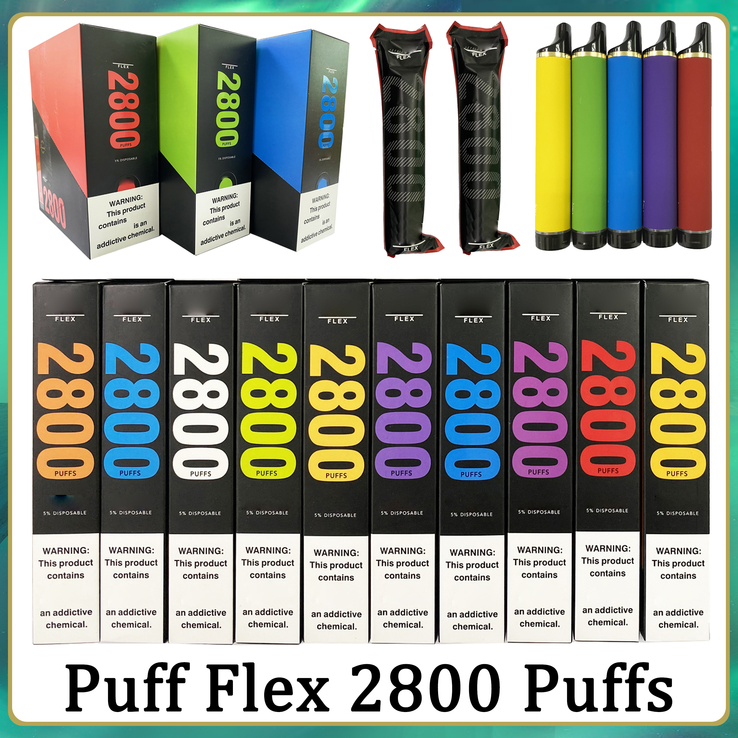 Puff Flex Disposable Electronic Cigarettes Vape Pen Device 2800 Puffs 10Ml 1500Mah Battery 20 Flavors Available