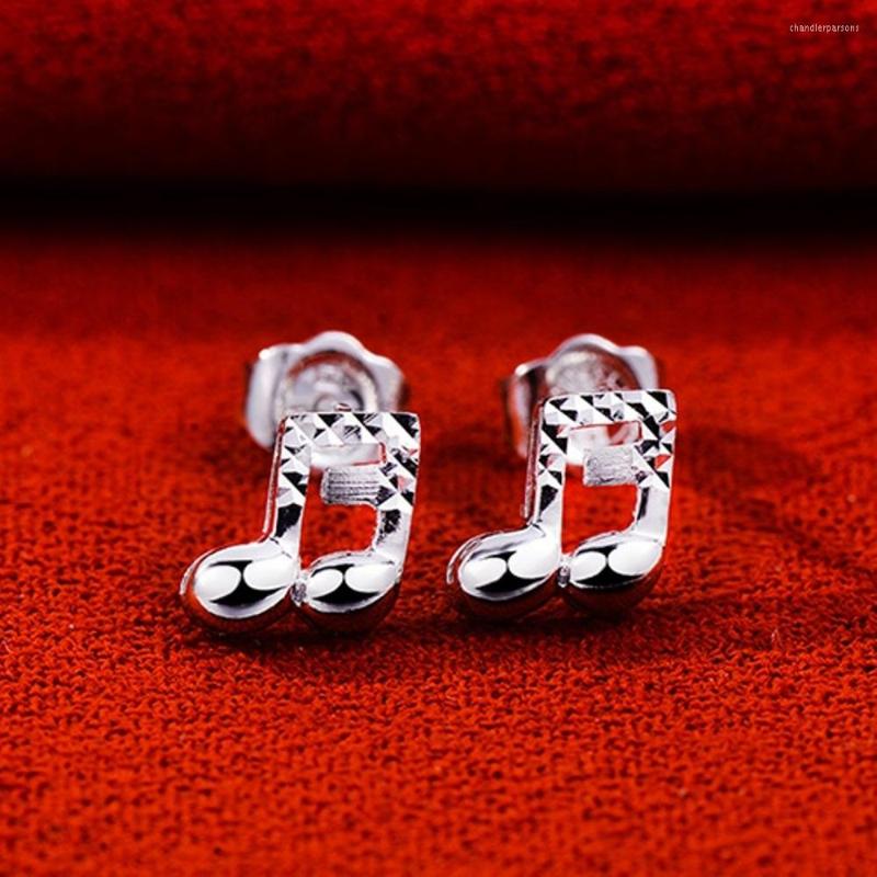 

Stud Earrings PT950 Real Pure Platinum 950 Men Women Gift Lucky Music Notation 2.1-2.3g