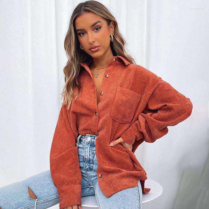 Women' Blouses Brown Corduroy Turn-down Collar Blouse Shirts Autumn Button Up Loose Casual Women Coat Tops Orange Winter Oversize Fashion
Women' Blouses Brown Corduroy Turn-down Collar Blouse Shirts Autumn Button Up Loose Casual Women Coat Tops Orange Winter Oversize Fashion