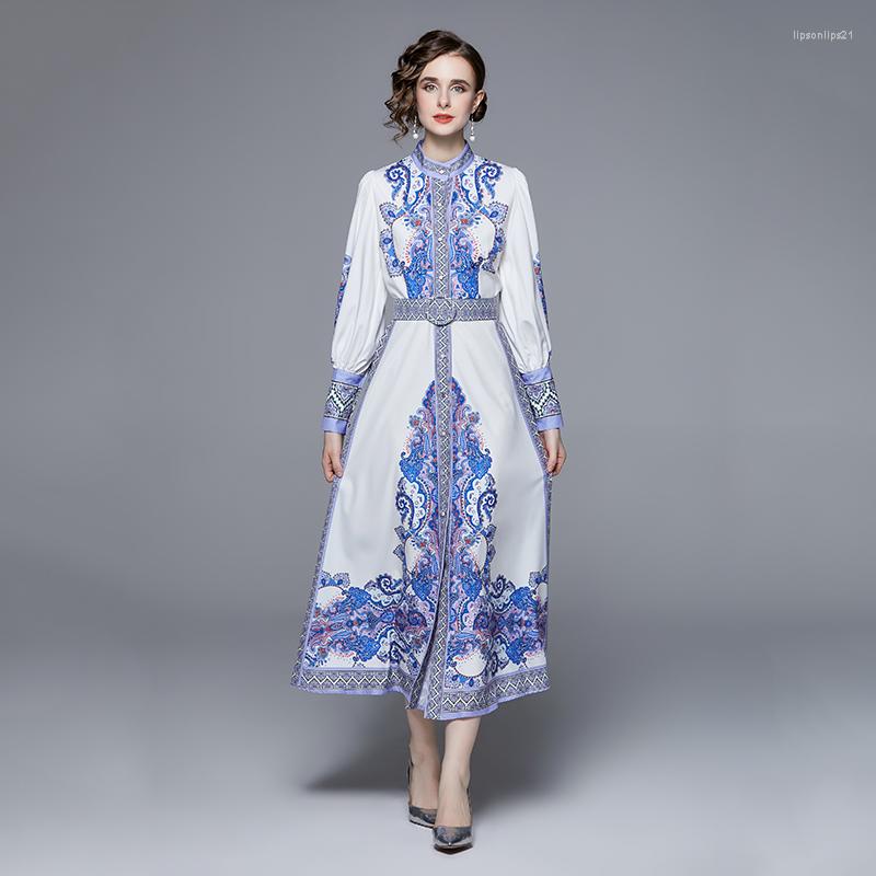 Casual Dresses Women's Autumn And Winter High-end Temperament Stand Collar Lantern Long Sleeve Retro Single Breasted Fashion Dress, Blue
Casual Dresses Women's Autumn And Winter High-end Temperament Stand Collar Lantern Long Sleeve Retro Single Breasted Fashion Dress, Blue