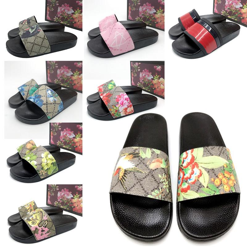 2022 Designers Slippers For Men Women Floral Slides Woman Flats Platform Sandals Rubber Brocade Gear Sole Mule Flip Flops Striped Beach Causal Shoes Loafers Sliders