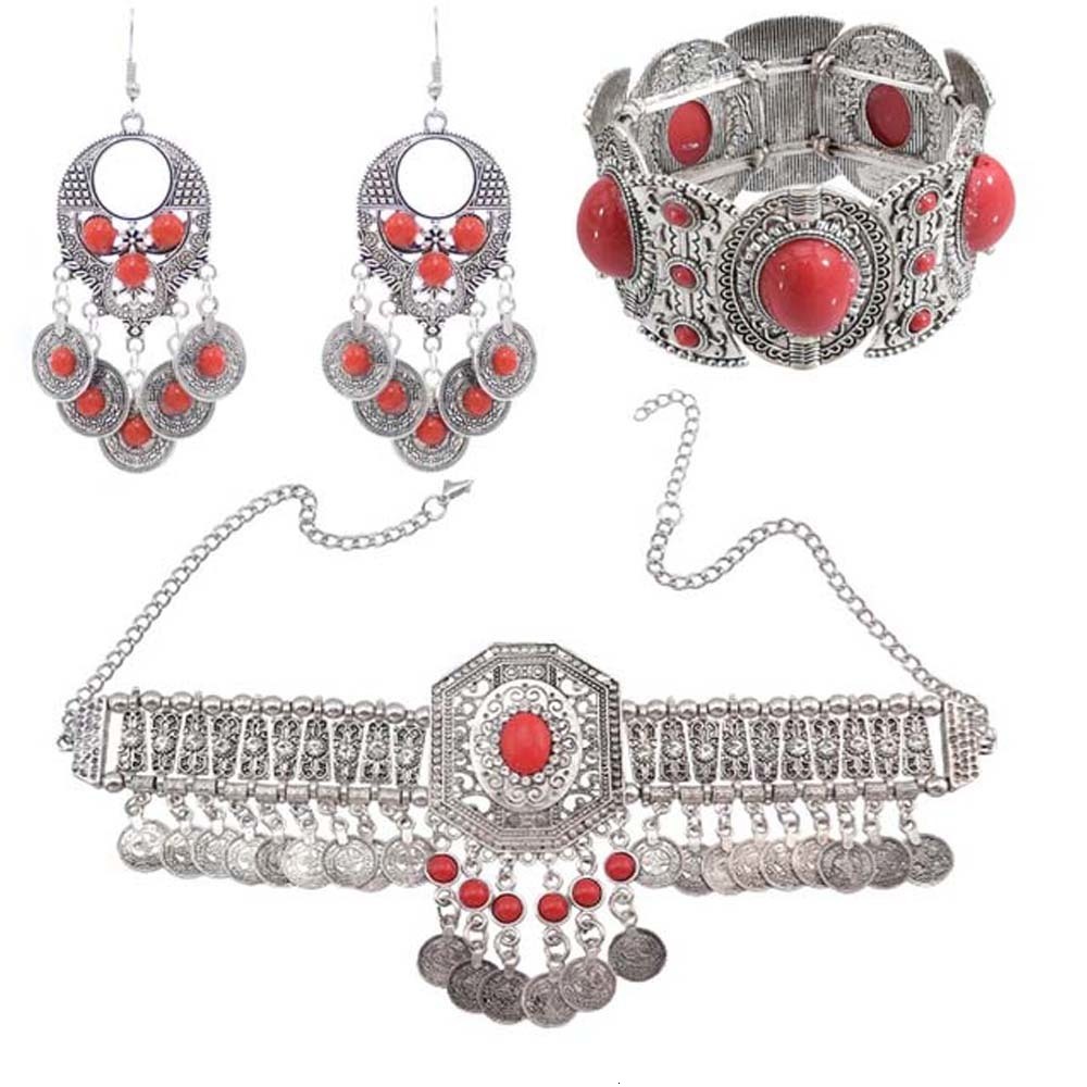 Wedding Jewelry Sets Gypsy Necklace Bracelet Earring for Women Boho Hippie Coin Tassel Red Blue Stone Turkish Tribal Set Party Gift 221207
Wedding Jewelry Sets Gypsy Necklace Bracelet Earring for Women Boho Hippie Coin Tassel Red Blue Stone Turkish Tribal Set Party Gift 221207
