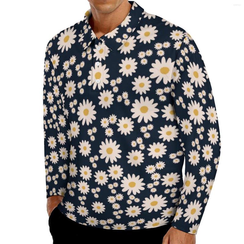 Men' Polos White Daisy Polo Shirts Autumn Cute Floral Print Casual Shirt Long Sleeve Turn Down Collar Fashion Custom Oversized T-Shirts, Style-11
Men' Polos White Daisy Polo Shirts Autumn Cute Floral Print Casual Shirt Long Sleeve Turn Down Collar Fashion Custom Oversized T-Shirts, Style-11