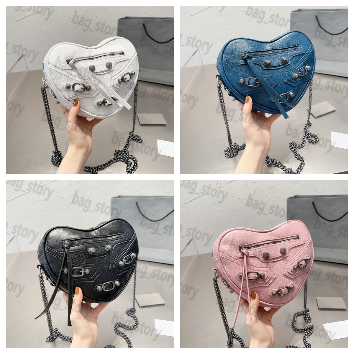 22 Winter Arena Cagole Studded Love Bag Mini Crossbody Chains Bags Heart-Shaped Locomotive Bag Multifuncational Handbag For Women Girl 4 Color Hobo Wallet Purse
22 Winter Arena Cagole Studded Love Bag Mini Crossbody Chains Bags Heart-Shaped Locomotive Bag Multifuncational Handbag For Women Girl 4 Color Hobo Wallet Purse