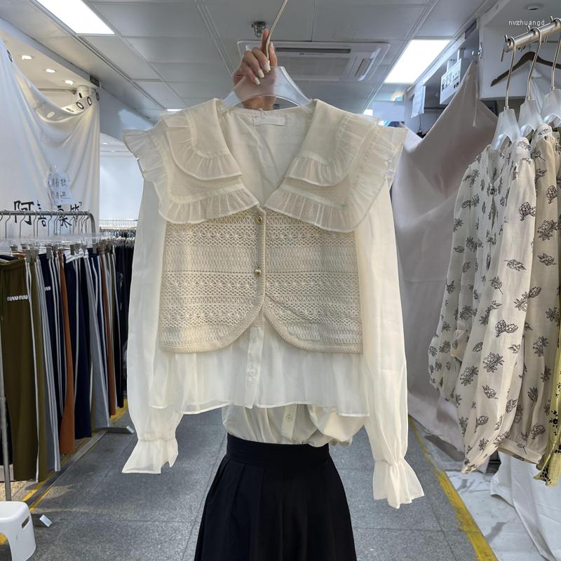 Women's Blouses Autumn Blouse Women Fake Two Shirts Vintage Sweet Reduced Loose Top Fashion Korean Doll Collar Lace Female Clothing, Beige
Women's Blouses Autumn Blouse Women Fake Two Shirts Vintage Sweet Reduced Loose Top Fashion Korean Doll Collar Lace Female Clothing, Beige