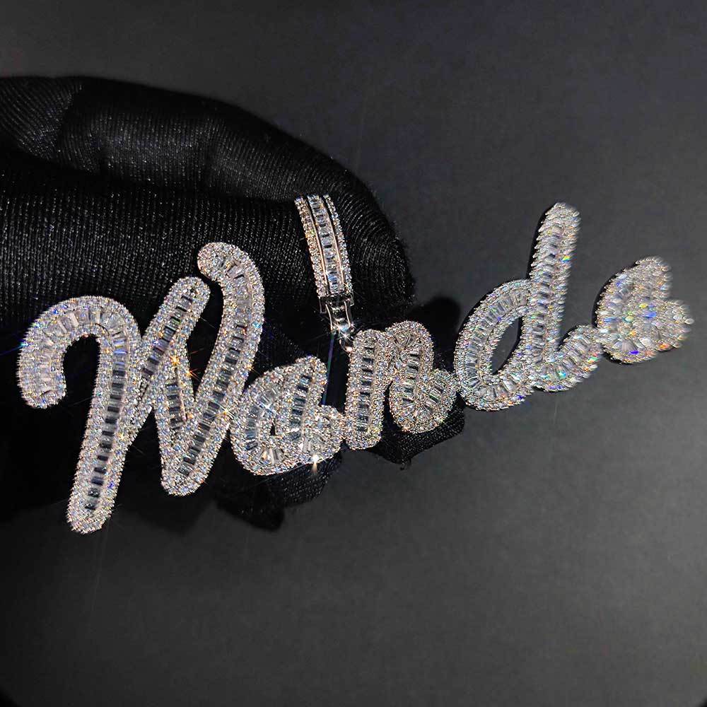 A-Z Custom Art Letters Name Pendant Necklace T Cubic Zircon Hip Hop Real Gold Plated Jewelry
