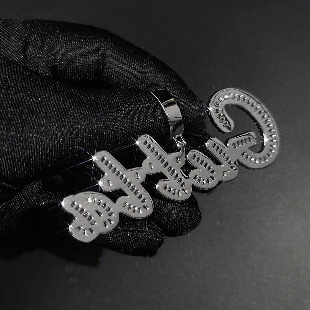 A-Z Custom Art Letters Name Pendant Necklace T Cubic Zircon Hip Hop Real Gold Plated Jewelry