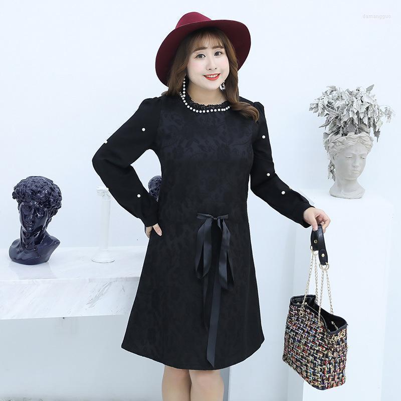 Casual Dresses Elegant Big Size Woman Dress 2022 Autumn Korean Black Long Sleeve Pearl Party Vestidos Belt Women's Lace Loose Plus
Casual Dresses Elegant Big Size Woman Dress 2022 Autumn Korean Black Long Sleeve Pearl Party Vestidos Belt Women's Lace Loose Plus
